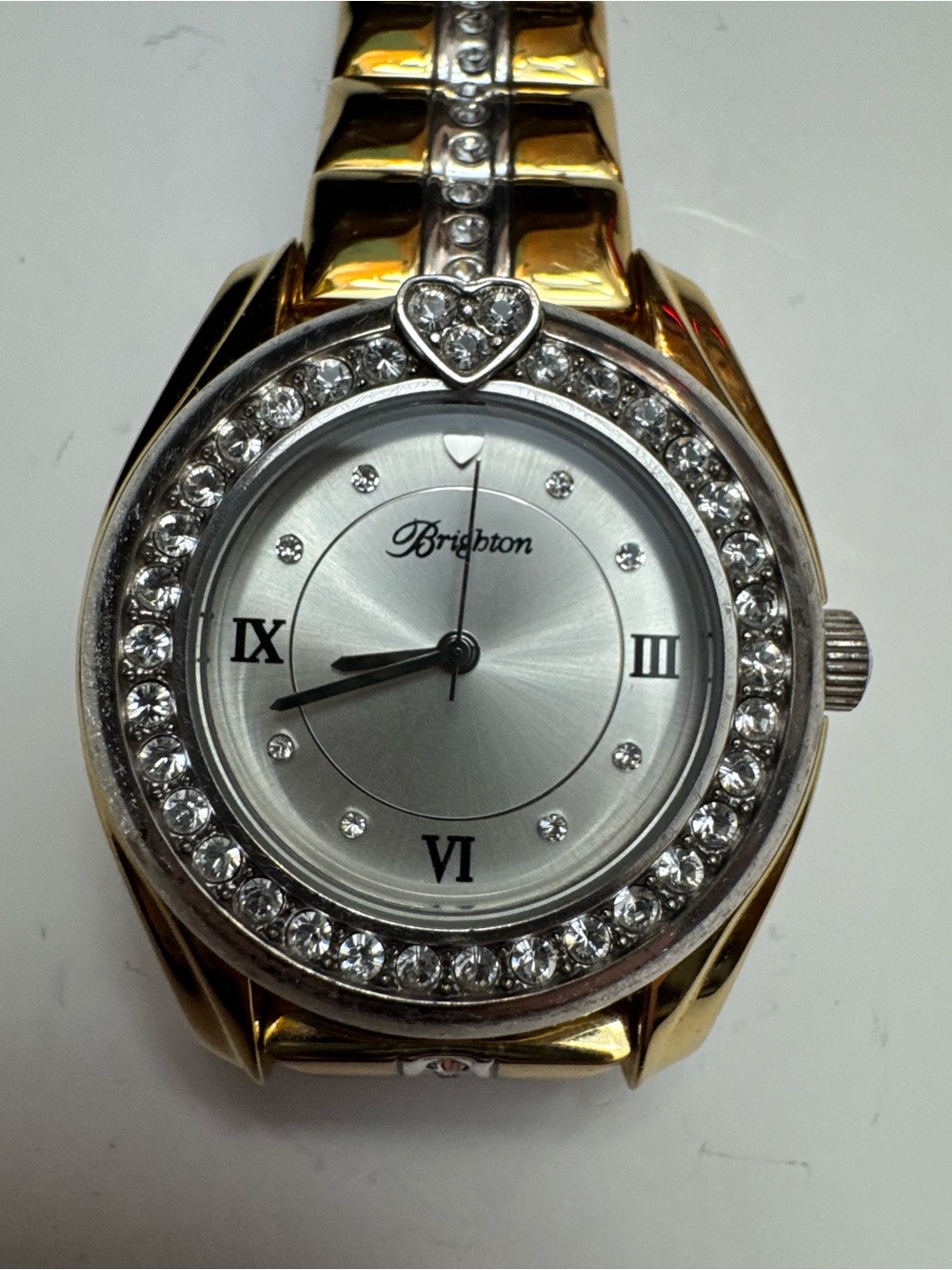 Brighton Two-Tone Gold and Silver Crystal Heart Watch
